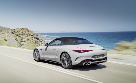 2022 Mercedes-AMG SL 55 4MATIC+ (Color: Alpine Grey Uni) Rear Three-Quarter Wallpapers 450x275 (18)