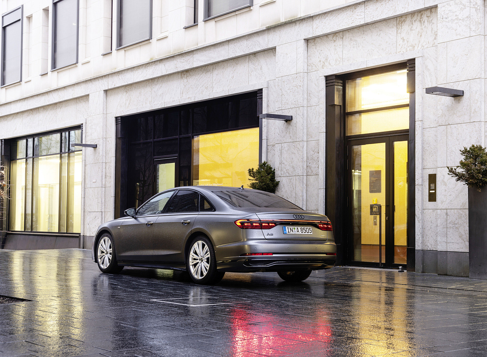 2022 Audi A8 (Color: Daytona Grey Matt Effect) Rear Three-Quarter Wallpapers (12)