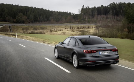 2022 Audi A8 (Color: Daytona Grey Matt Effect) Rear Three-Quarter Wallpapers 450x275 (4)