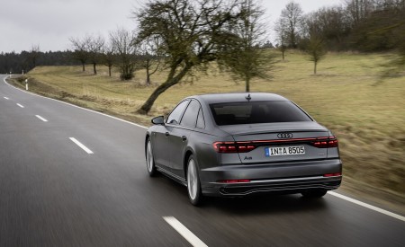 2022 Audi A8 (Color: Daytona Grey Matt Effect) Rear Three-Quarter Wallpapers 450x275 (5)