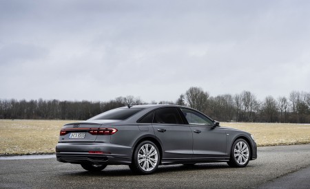 2022 Audi A8 (Color: Daytona Grey Matt Effect) Rear Three-Quarter Wallpapers 450x275 (7)