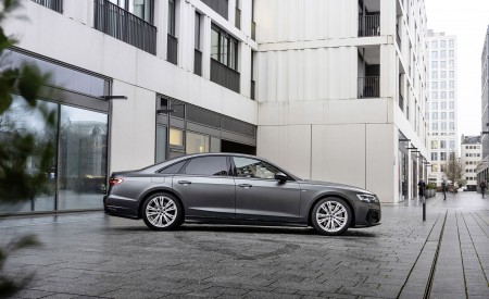 2022 Audi A8 (Color: Daytona Grey Matt Effect) Side Wallpapers 450x275 (13)