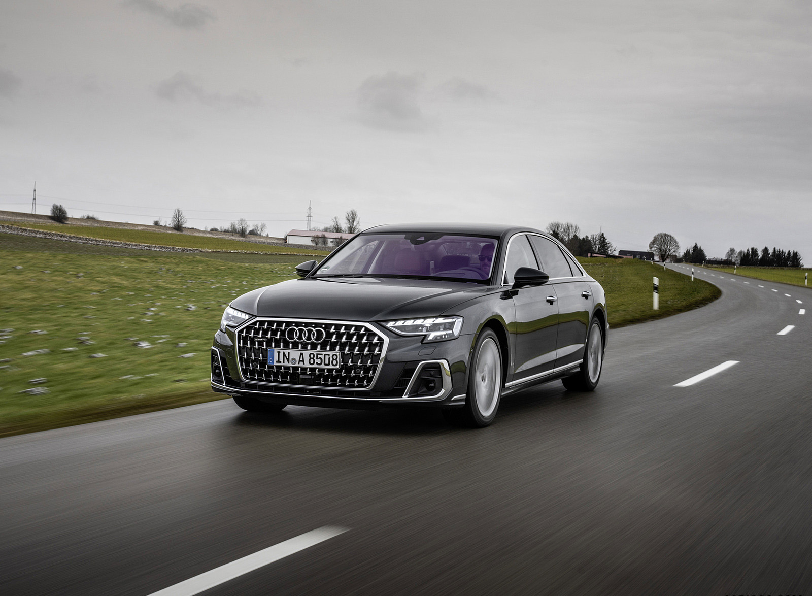 2022 Audi A8 L (Color: Manhattan Grey) Front Three-Quarter Wallpapers (1)