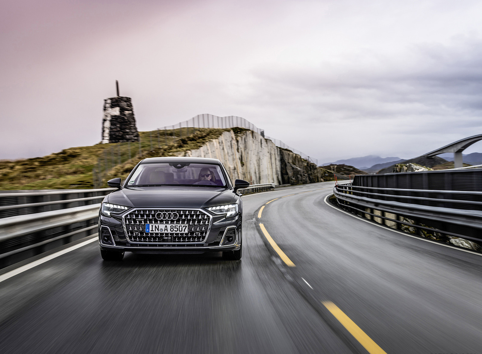 2022 Audi A8 L (Color: Manhattan Grey) Front Wallpapers (8)