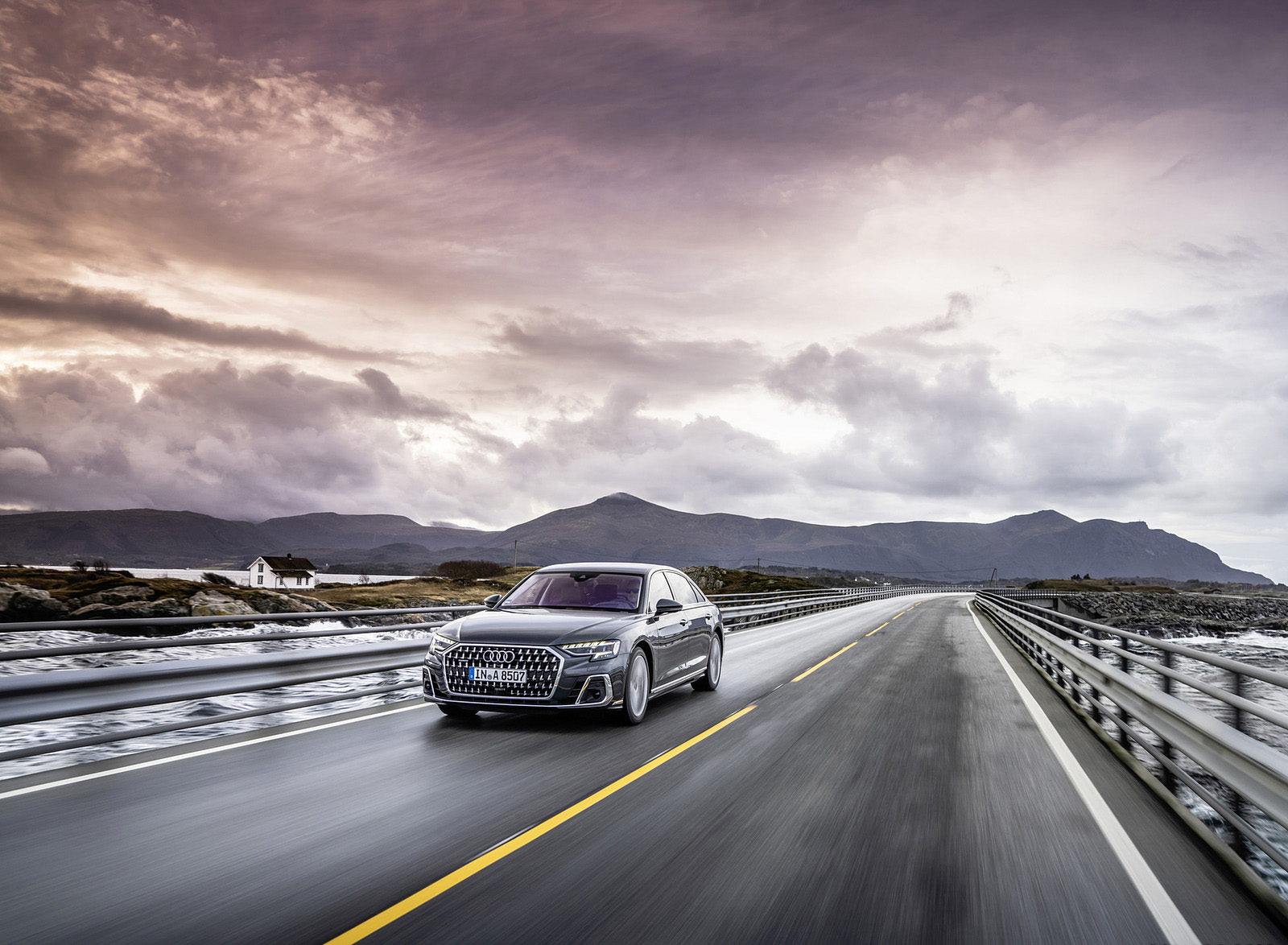 2022 Audi A8 L (Color: Manhattan Grey) Front Wallpapers (11)