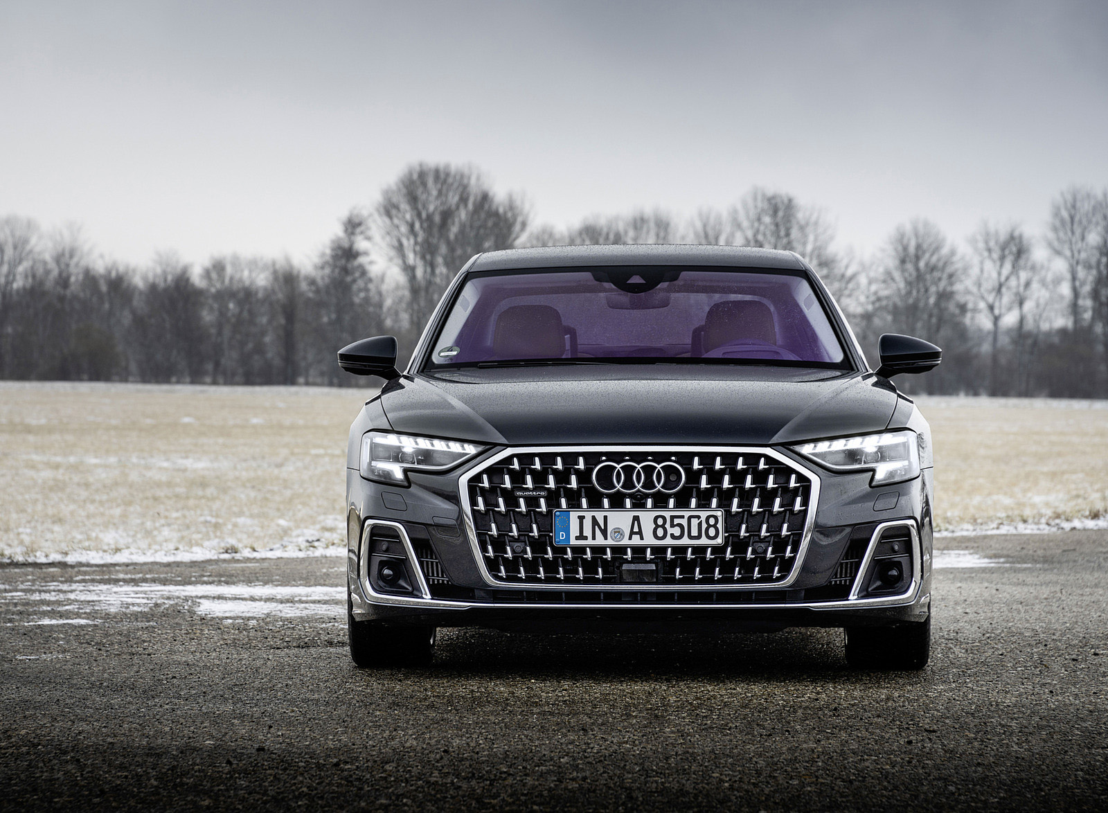 2022 Audi A8 L (Color: Manhattan Grey) Front Wallpapers (4)