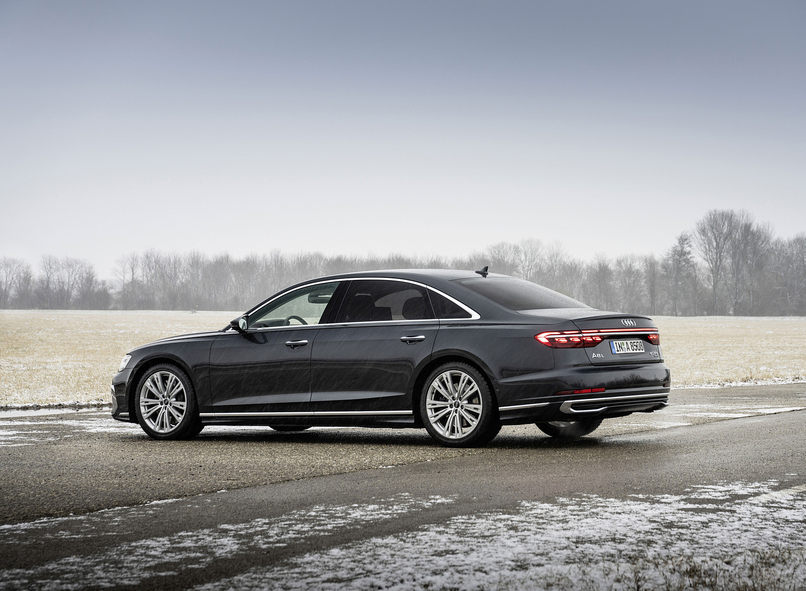 2022 Audi A8 L (Color: Manhattan Grey) Rear Three-Quarter Wallpapers (6)