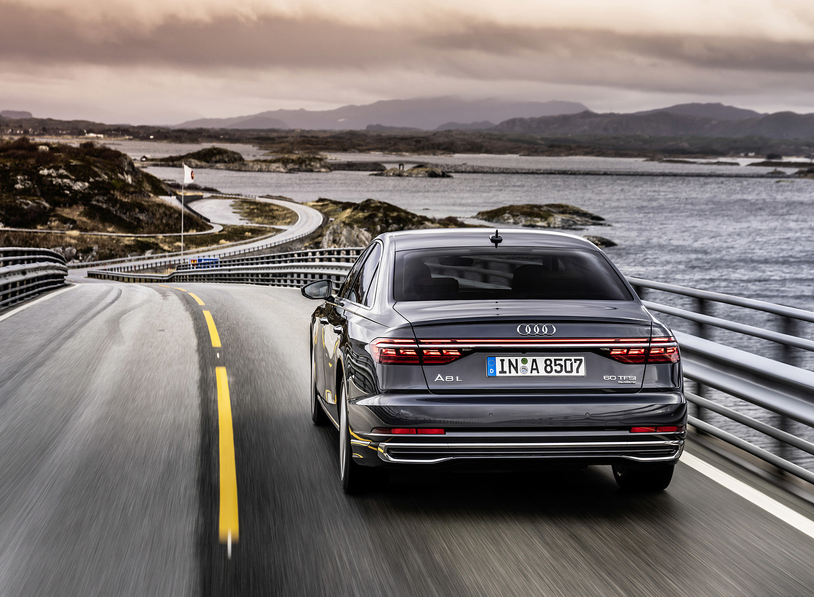 2022 Audi A8 L (Color: Manhattan Grey) Rear Wallpapers (13)