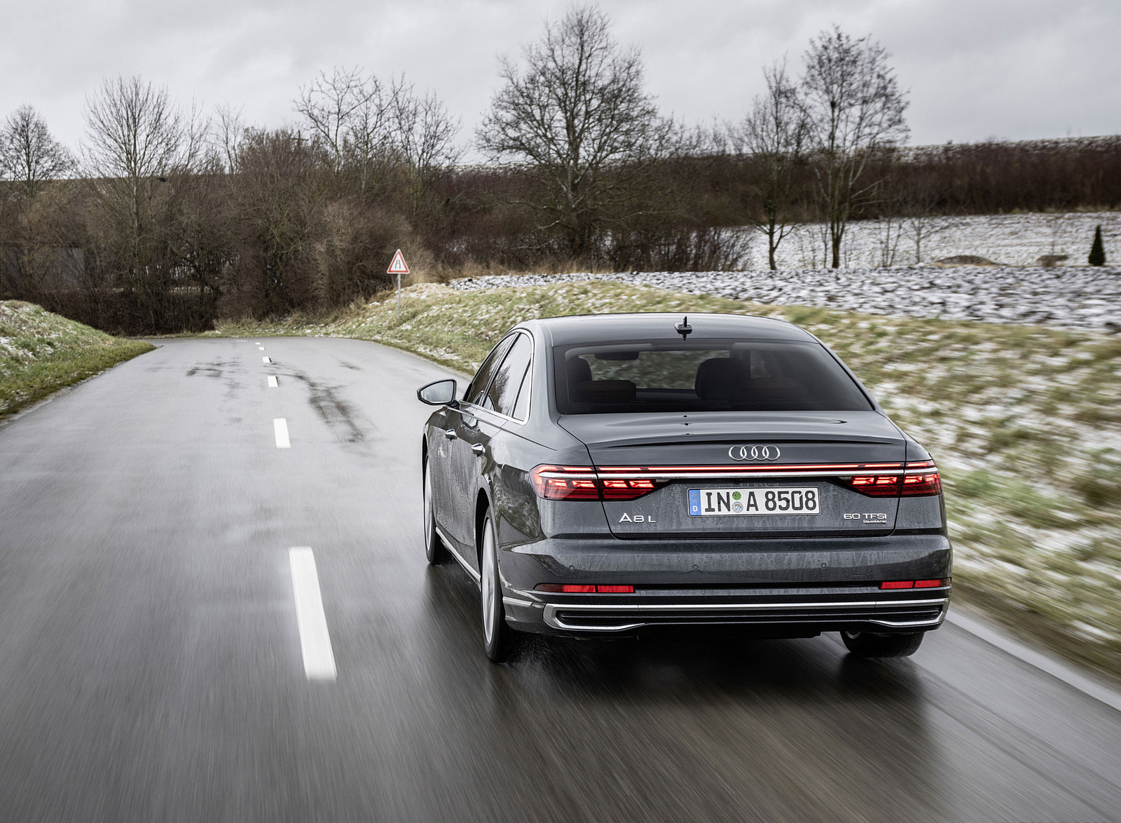 2022 Audi A8 L (Color: Manhattan Grey) Rear Wallpapers (3)