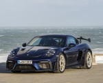 2022 Porsche 718 Cayman GT4 RS (Color: Gentian Blue Metallic) Front Three-Quarter Wallpapers 150x120