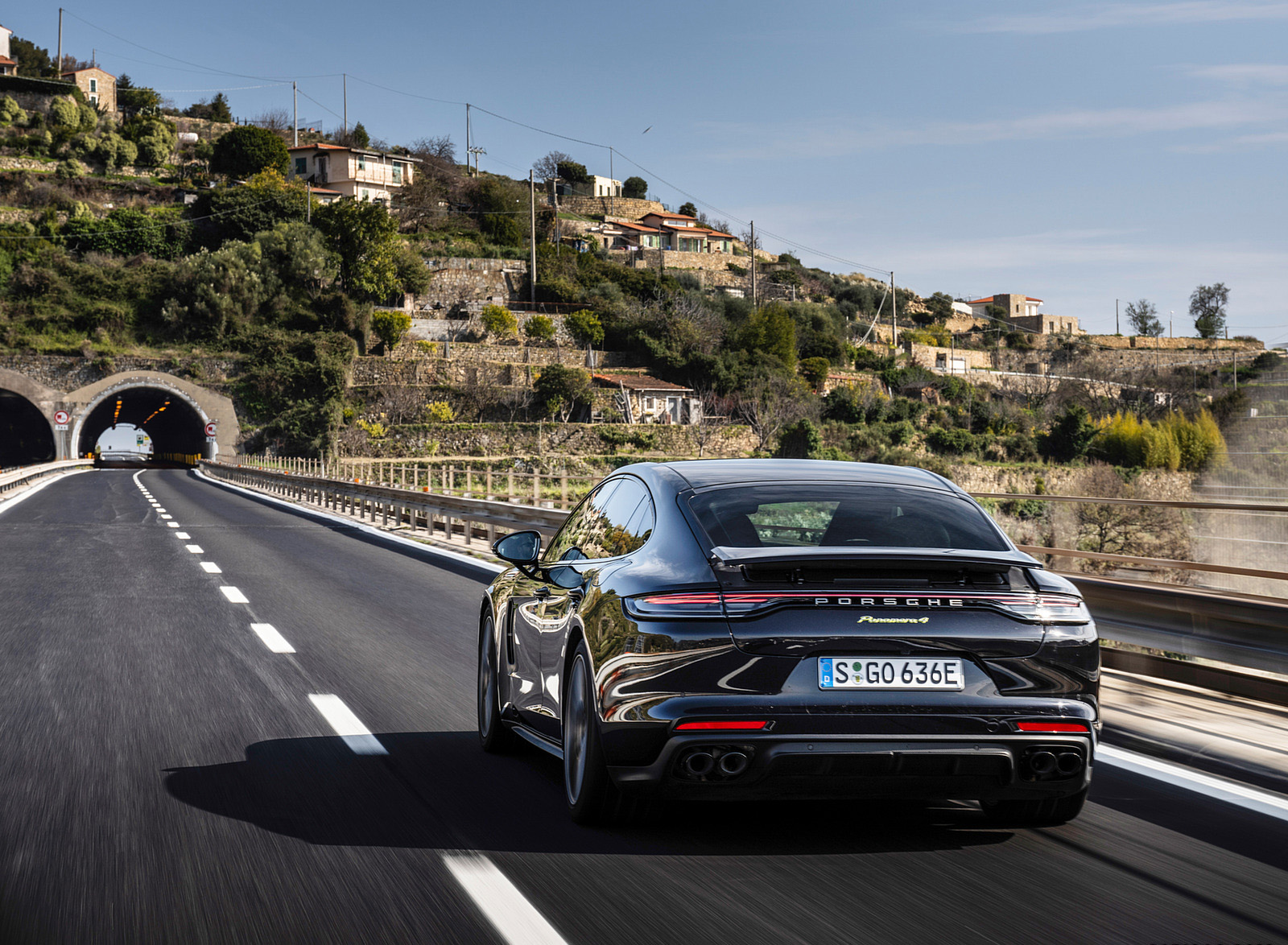 2022 Porsche Panamera 4 E-Hybrid Platinum Edition (Color: Jet Black Metallic) Rear Wallpapers (10)