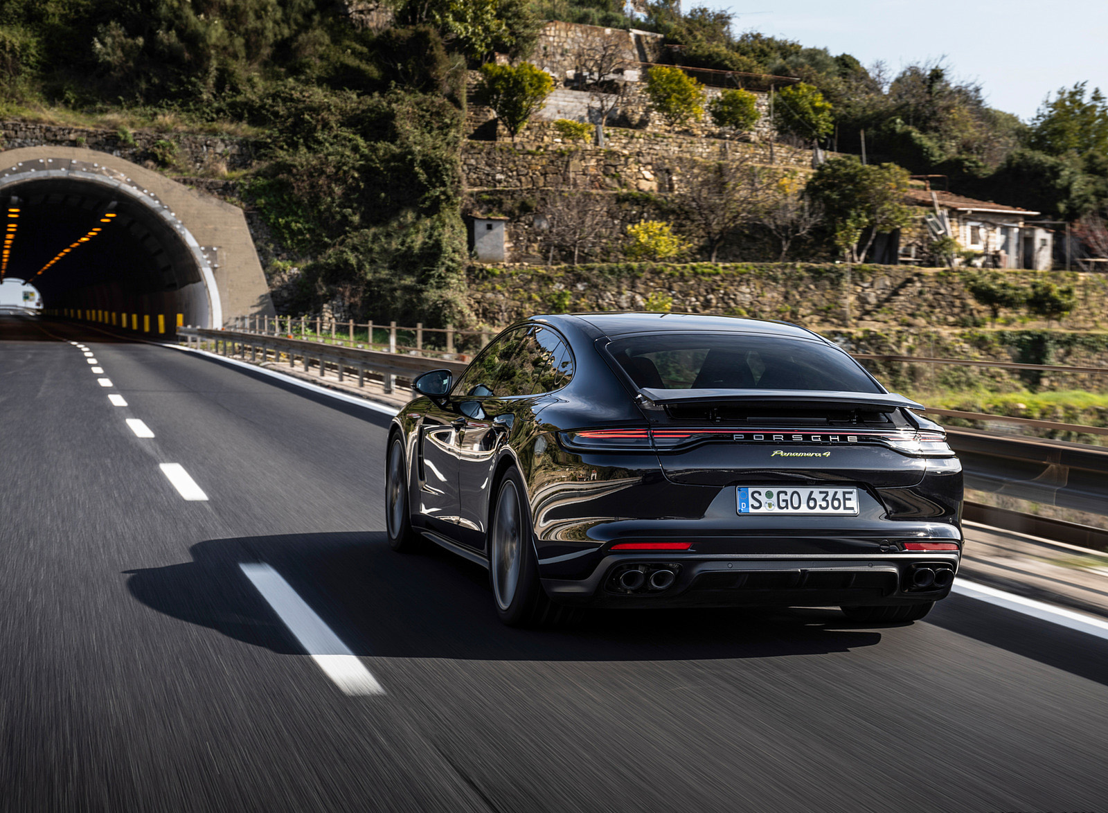 2022 Porsche Panamera 4 E-Hybrid Platinum Edition (Color: Jet Black Metallic) Rear Wallpapers (11)
