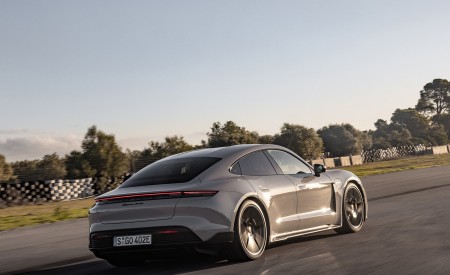 2022 Porsche Taycan GTS (Color: Crayon) Rear Three-Quarter Wallpapers 450x275 (7)