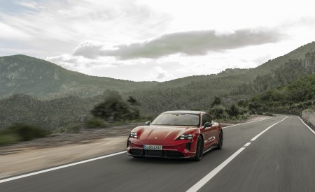 2022 Porsche Taycan GTS Sport Turismo (Color: Carmine Red) Front Wallpapers 450x275 (76)