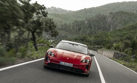 2022 Porsche Taycan GTS Sport Turismo (Color: Carmine Red) Front Wallpapers 450x275 (66)
