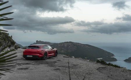2022 Porsche Taycan GTS Sport Turismo (Color: Carmine Red) Rear Three-Quarter Wallpapers 450x275 (100)