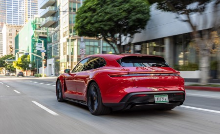2022 Porsche Taycan GTS Sport Turismo (Color: Carmine Red) Rear Three-Quarter Wallpapers 450x275 (160)
