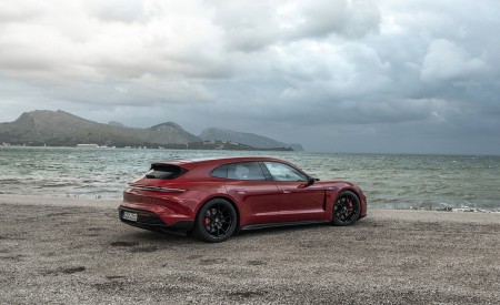 2022 Porsche Taycan GTS Sport Turismo (Color: Carmine Red) Rear Three-Quarter Wallpapers 450x275 (116)