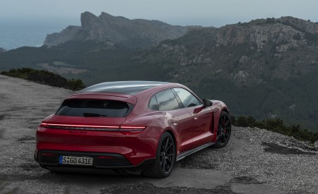 2022 Porsche Taycan GTS Sport Turismo (Color: Carmine Red) Rear Three-Quarter Wallpapers 450x275 (101)