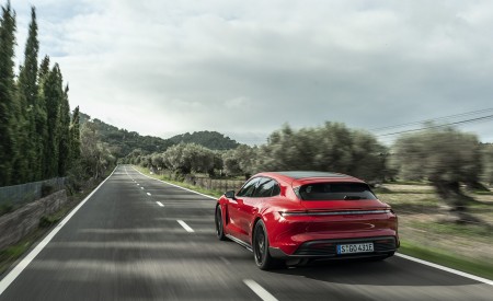 2022 Porsche Taycan GTS Sport Turismo (Color: Carmine Red) Rear Three-Quarter Wallpapers 450x275 (71)