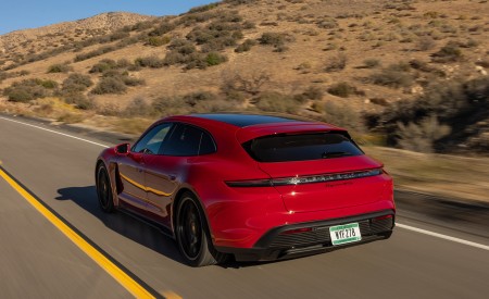 2022 Porsche Taycan GTS Sport Turismo (Color: Carmine Red) Rear Three-Quarter Wallpapers 450x275 (153)