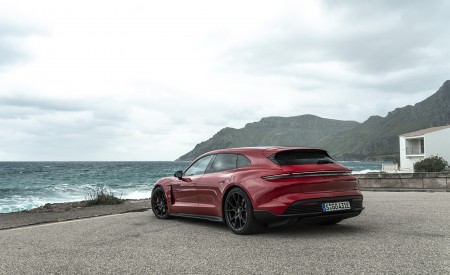 2022 Porsche Taycan GTS Sport Turismo (Color: Carmine Red) Rear Three-Quarter Wallpapers 450x275 (95)