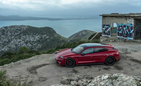 2022 Porsche Taycan GTS Sport Turismo (Color: Carmine Red) Side Wallpapers 450x275 (110)