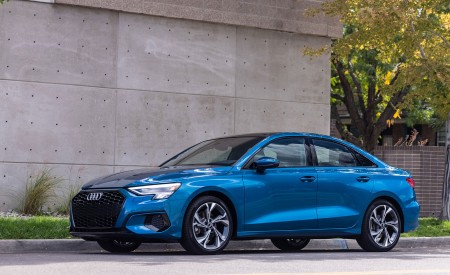 2022 Audi A3 (Color: Atoll Blue; US-Spec) Front Three-Quarter Wallpapers 450x275 (30)