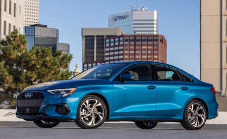 2022 Audi A3 (Color: Atoll Blue; US-Spec) Front Three-Quarter Wallpapers  450x275 (27)