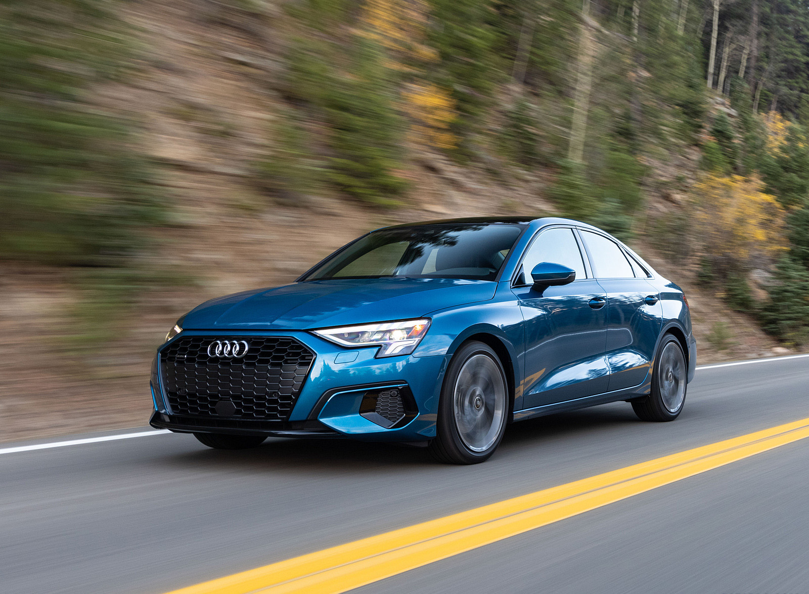 2022 Audi A3 (Color: Atoll Blue; US-Spec) Front Three-Quarter Wallpapers #1 of 58
