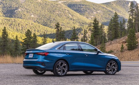 2022 Audi A3 (Color: Atoll Blue; US-Spec) Rear Three-Quarter Wallpapers 450x275 (33)