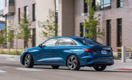 2022 Audi A3 (Color: Atoll Blue; US-Spec) Rear Three-Quarter Wallpapers 450x275 (23)