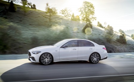 2023 Mercedes-AMG C 43 4MATIC (Color: Opalite White) Side Wallpapers 450x275 (3)