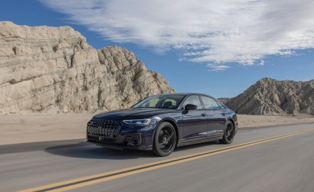 2022 Audi A8 (Color: Firmament Blue; US-Spec) Front Three-Quarter Wallpapers 450x275 (11)