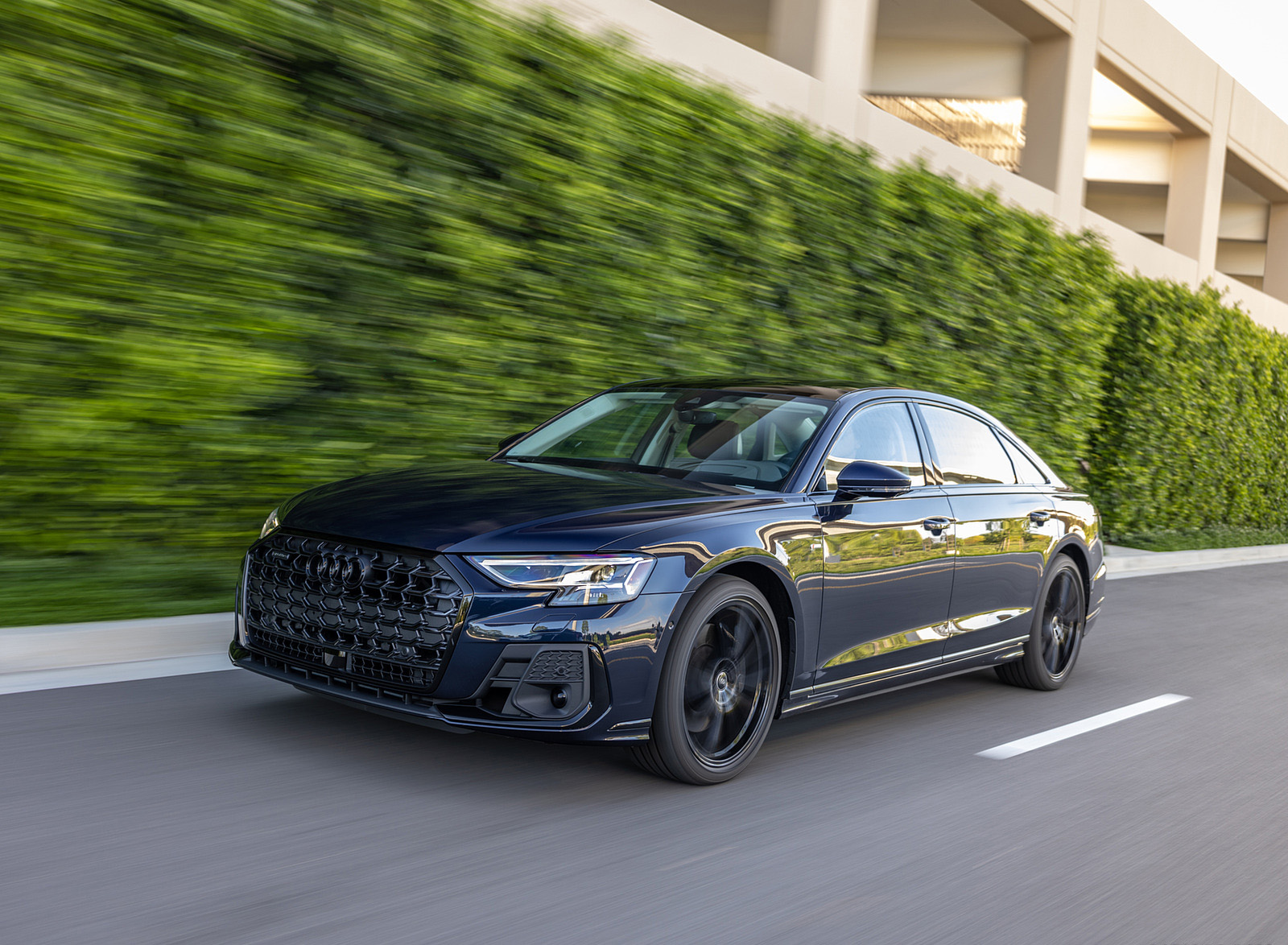 2022 Audi A8 (Color: Firmament Blue; US-Spec) Front Three-Quarter Wallpapers (14)