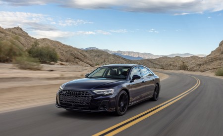 2022 Audi A8 (Color: Firmament Blue; US-Spec) Front Three-Quarter Wallpapers 450x275 (3)