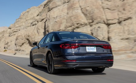 2022 Audi A8 (Color: Firmament Blue; US-Spec) Rear Three-Quarter Wallpapers 450x275 (6)