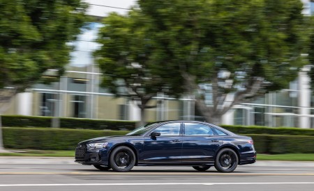 2022 Audi A8 (Color: Firmament Blue; US-Spec) Side Wallpapers 450x275 (18)