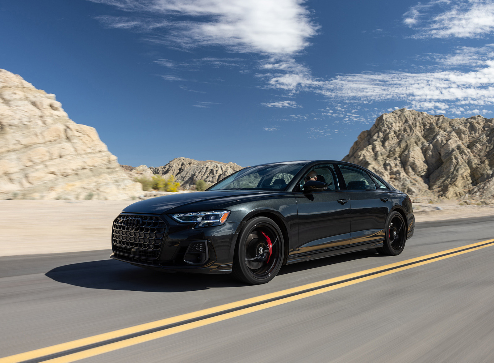 2022 Audi S8 (Color: Vesuvius Gray; US-Spec) Front Three-Quarter Wallpapers (1)