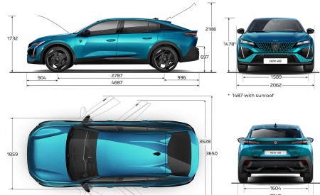 2023 Peugeot 408 PHEV (Color: Obsession Blue) Dimensions Wallpapers 450x275 (82)