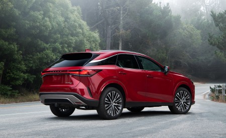 2023 Lexus RX 350h AWD (Color: Red Mica) Rear Three-Quarter Wallpapers 450x275 (10)