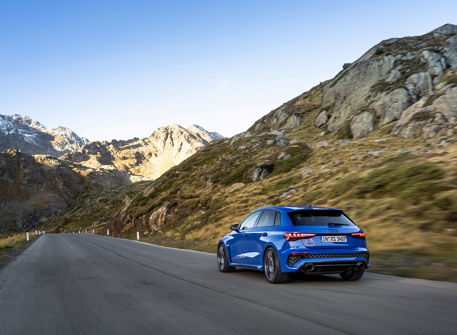 2023 Audi RS 3 Sportback Performance Edition (Color: Nogaro Blue Pearl Effect) Rear Three-Quarter Wallpapers (15)