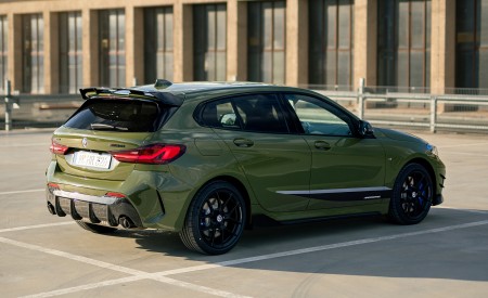 2023 BMW M135i xDrive M Performance Parts (Color: Urban Green) Rear Three-Quarter Wallpapers 450x275 (2)