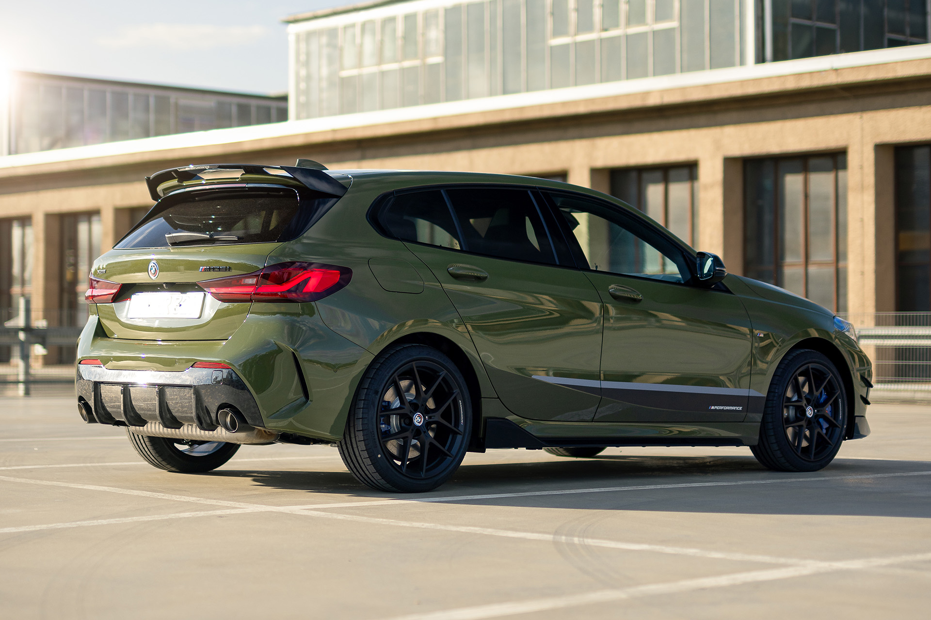 2023 BMW M135i xDrive M Performance Parts (Color: Urban Green) Rear Three-Quarter Wallpapers (6)