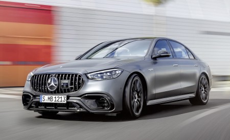 2023 Mercedes-AMG S 63 E PERFORMANCE (Color: MANUFAKTUR Selenite Grey Magno) Front Three-Quarter Wallpapers 450x275 (7)